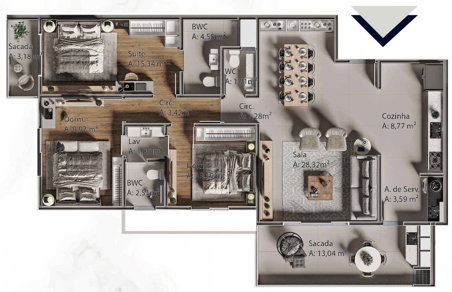 Planta Final 04 · 3 dorm.
