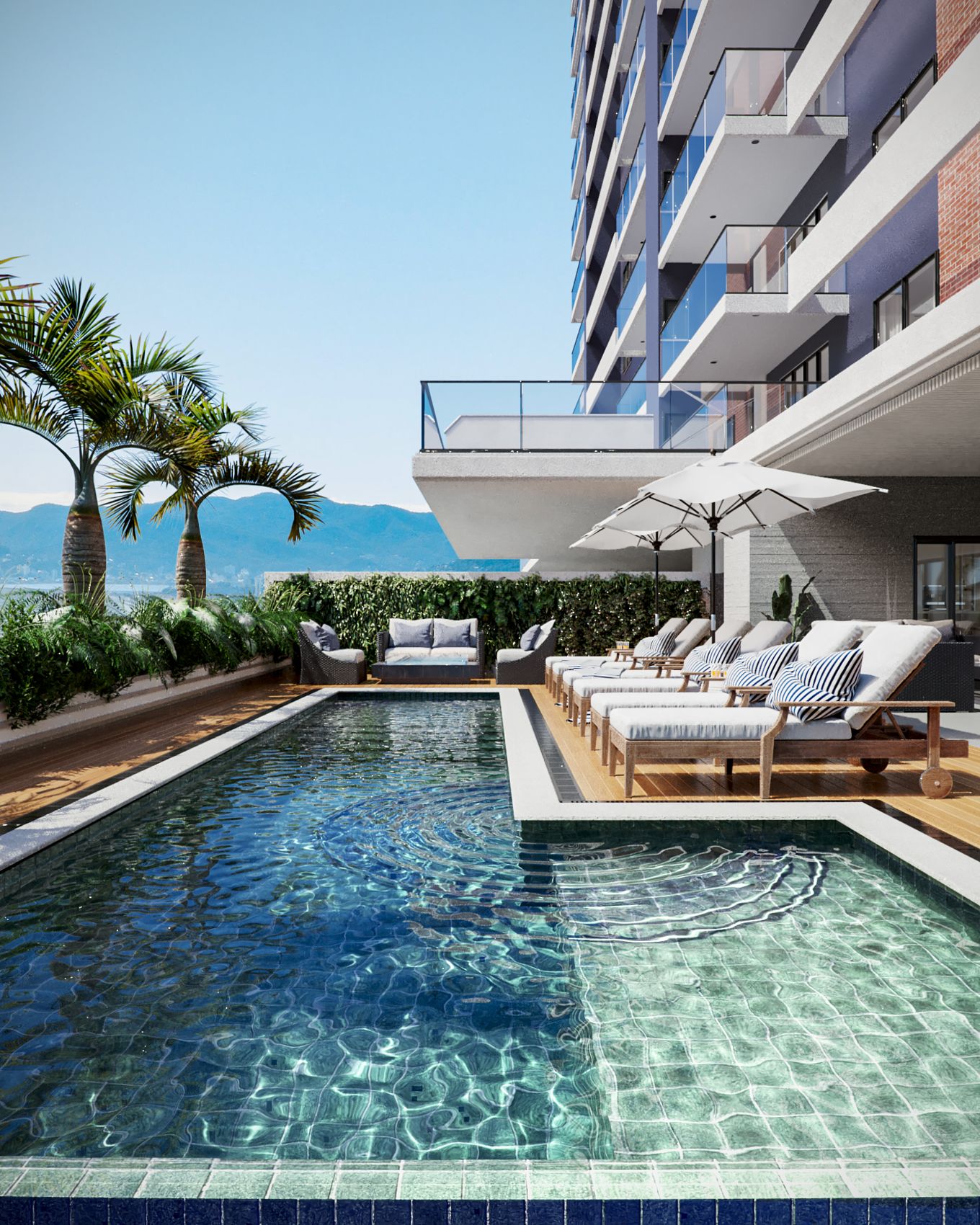 Piscina com deck